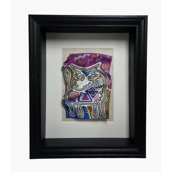 3 D Bull Painting Cow Southwest Native or Panama Kuna Style Shadow Box - Picture 1 of 5
